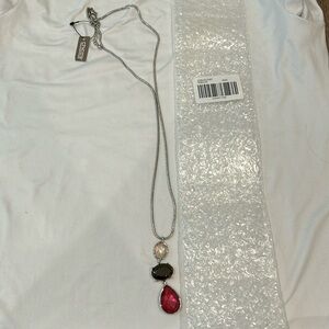 NWT Chico’s Long Jeweled Three Drop Pendant Necklace